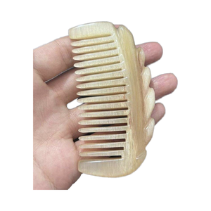 Nuevo peine de cuerno de búfalo de flor pulida con cerdas de color natural, peine de bolsillo y cepillo para Barba - Product Image 1