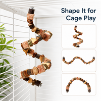 Jouet à mâcher pour perroquet en bois naturel durable fait à la main, perchoir d'escalade flexible 50-90 cm, échelle de cage pour oiseaux de petite et moyenne taille, fournitures pour oiseaux