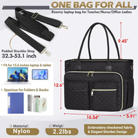 Sac fourre-tout enseignant sac d'ordinateur portable de 15.6 pouces pour femmes, sac de travail sac fourre-tout d'infirmière, sac de messager d'ordinateur professionnel