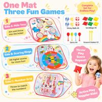 Permainan Lempar Bola Kecil Bertema Unicorn untuk Anak Perempuan, Papan Cornhole Pop Up, Target Dart Bola Lengket, Set Mainan Olahraga Luar Ruangan