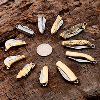 Couteau pliant miniature multifonctionnel en laiton pour ouvrir les colis, accessoires de porte-clés de voiture
