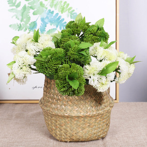 Fleur artificielle multicolore en forme de riz, fausse fleur de mums pointue avec feuilles vertes, pour décoration de maison, panier de mariage, vente en gros - Product Image 3