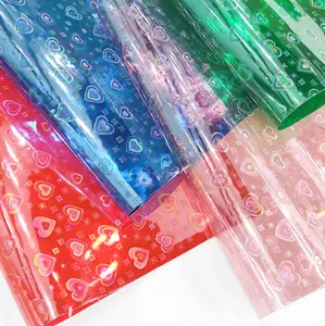 ODM Supper Clear PVC Film With Heart Design Pattern For Bags Box Shoes Decorate And DIY