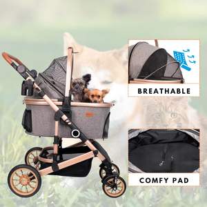 Troli Anjing Lipat 4 Roda untuk Anjing Kecil dan Sedang, Cocok untuk Perjalanan - Product Image 6