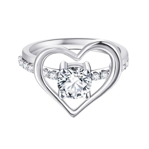 Anelli di alta gioielleria nuovi gioielli 925 in <span class=keywords><strong>argento</strong></span> sterling 5A zirconia a forma di cuore promessa solitaria per le donne <span class=keywords><strong>anello</strong></span> di gioielli - Product Image 2