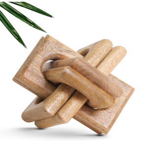 Cadena de Eslabones de Madera, Objeto Decorativo para Mesa de Centro y Estante |   Escultura de Nudo de Madera de Mango Hecha a Mano - Product Image 2