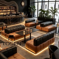 Canapé de bar commercial personnalisable pour whiskyeries, tavernes, restaurants occidentaux et cafés – Ensemble table et chaises à double assise