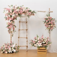 Guirlande murale de roses artificielles et feuilles d'eucalyptus vertes pour décor de mariage, événements et fêtes