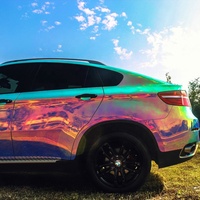 WRAPMASTER 1.35*17M Film de protection de voiture holographique arc-en-ciel vert changeant de couleur, vinyle de haute qualité
