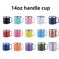 Gobelet isotherme à double paroi personnalisé avec logo imprimé, couvercle magnétique coloré, 14 oz, tasse à café de 12 oz avec poignée