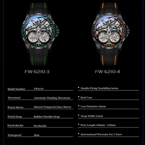 นาฬิกาข้อมือผู้ชาย Mark Fairwhale Dual Tourbillon ดีไซน์กรอบกันน้ำ พร้อมกลไกอัตโนมัติระดับท็อปสำหรับผู้ชาย - Product Image 4