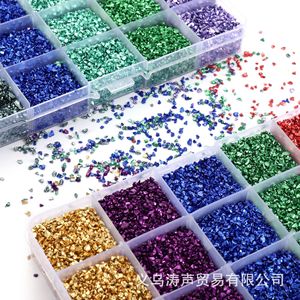 <b>Mixed</b> Colored Crushed Glass Sand 15 Compartment <b>Box</b> Bling Nail Art Jewelry Filler Material DIY Handmade Craft Supplies - Product Image 2