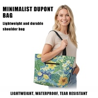 Sac de courses réutilisable personnalisé à imprimé floral tropical avec poignées d'épaule, sac de plage botanique double face