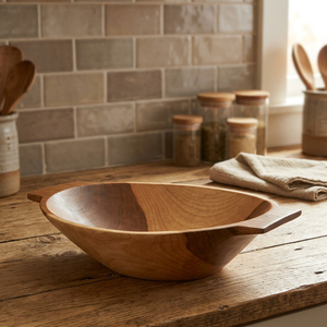 Bols à pâtes et soupes décoratifs en bois d'acacia, légers, écologiques, style vintage, polis, conformes aux normes alimentaires, pour la maison et les fêtes BS - Product Image 1