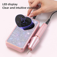 Machine à ongles rechargeable Bling 45000 tr/min, écran LCD avec strass en forme de cœur, perceuse à ongles électrique sans fil