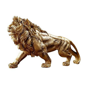 Escultura Artística De Cabeza De León Dorado, Decorativa, Cabeza De León Vívida, Decoración De Pared, Resina Montada En La Pared, Artesanías Exquisitas Para Dormitorio