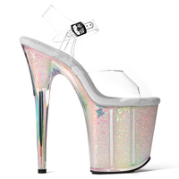 Chaussures à plateforme transparentes personnalisées de 8 pouces, talons aiguilles en PVC transparent, chaussures de strip-teaseuse, talons scintillants pour la danse exotique sur scène