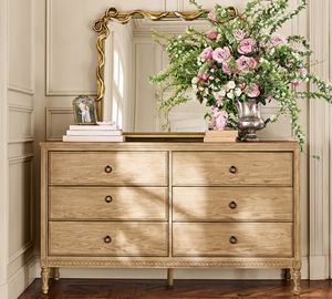 French Vintage Solid Wood 6-Drawer Chest of Drawers &amp; 2-Drawer <strong>Bedside</strong> <strong>Table</strong> with Carved Legs, <strong>Antique</strong> Bedroom Storage Furniture - Product Image 6