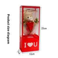 Cadeau de la Saint-Valentin, vente chaude, boîte carrée transparente en PVC, bouquet d'ours, fleurs de savon, poupée, 10*7*25cm, vente en gros, nouvelle collection, fête des enseignants