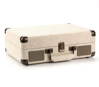Tourne-disque portable avec haut-parleurs intégrés et organiseur en cuir pour disques vinyles