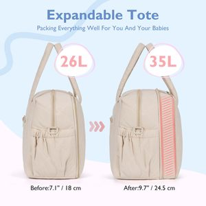 กระเป๋าใส่ผ้าอ้อมแบบขยายได้ 26 ลิตร ถึง 35 ลิตร ดีไซน์แบบควิลท์อเนกประสงค์สำหรับการเดินทางและการใช้งานในชีวิตประจำวัน - Product Image 2