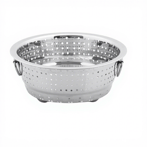 Colador Redondo de Acero Inoxidable, Colador de Metal Perforado con Asas, Multifuncional - Product Image 4