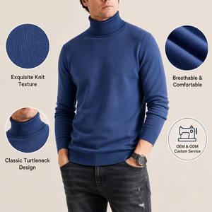 Suéter <span class=keywords><strong>de</strong></span> Punto <span class=keywords><strong>Cuello</strong></span> <span class=keywords><strong>Alto</strong></span> para <span class=keywords><strong>Hombre</strong></span>, Corte Ajustado, Liso, Manga Larga, Suave y Ligero, Varias Colores, Disponible en Stock - Product Image 3