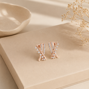 22K Gold Contemporary Earrings for Women Elegant Designer Jewelry Fashion Wedding Party Wear Premium Collection - Product Image 3