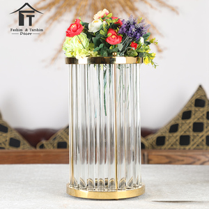 Venta al por mayor de alto claro redondo flor soporte cilindro jarrones de vidrio barato centro de mesa florero formas - Product Image 6