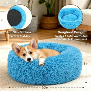 Donut Dog And <b>Cat</b> Bed Round Fluffy Soft Washable Small Pet Bed For Puppy And Kitten Blue 20 X 20 X 8 Inches - Product Image 3