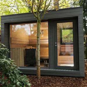 ساونا خارجية فاخرة بقوة 9 كيلو واط مصنوعة من الحديد الصلب والخشب، تتسع لـ 4-6 أشخاص، مع بخار رطب وموقد كهربائي حديث، ضمان لمدة سنة واحدة - Product Image 5