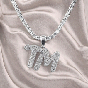 Collar con Colgante de Diamante TM, Oro Blanco de 18K, Chapado en Plata, Corte Brillante, Diamante Sintético Cultivado en Laboratorio, Estilo Hiphop, Unisex, para Uso Diario - Product Image 2