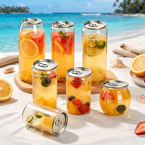 Lebensmittelechte Klare 330ml 500ml PET-Getränkedosen mit Leicht zu Öffnenden Deckeln - Perfekt für Strand-Erfrischungen & Eisgetränke - Product Image 1