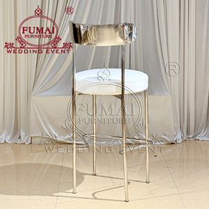 Taburetes altos comerciales tapizados con estructura de acero inoxidable plateado para bares y restaurantes - Product Image 4