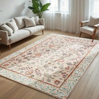 Tapis de salon antidérapant, doux, lavable en machine, tapis de sol bohème rose à fleurs, tapis de décoration pour chambre à coucher, tapis lavables