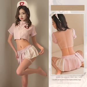 Costume d'infirmière sexy en gros, uniforme de jeu de rôle amusant et tentant avec jupe plissée, désir pur pour les uniformes de perspective - Product Image 1