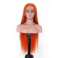 Perruque frontale HD sans colle, transparente, à cuticules alignées, longue, couleur orange, qualité salon US, cheveux humains vierges bruts, ultra-lisses