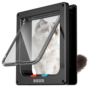 <span class=keywords><strong>Porte</strong></span> pour chat automatique en PVC et métal avec verrouillage magnétique à 4 voies, écologique, blanc/noir, pour chats domestiques - Product Image 1