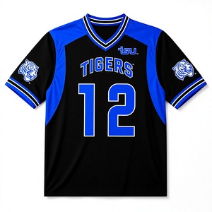 Camiseta de Fútbol Personalizada Infinitive Apparel Negra y Azul Rey, 100% Poliéster, Cuello en V, Manga Corta, Transpirable, para Deportes de Equipo - Product Image 1