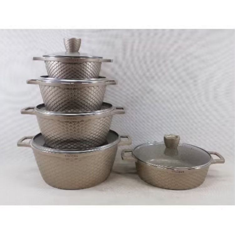 High Quality Granite Kitchen Cooking Pots Nonstick Cookware Set 10PCS Aluminum Non Stick Casserole Set · image 2