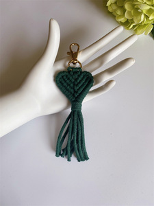En gros <span class=keywords><strong>Porte</strong></span>-clés <span class=keywords><strong>Cœur</strong></span> en <span class=keywords><strong>Macramé</strong></span> en Coton, Fait Main, Tressé, Style Bohème, Pendentif de Sac - Product Image 6