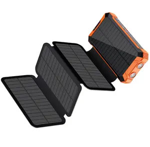 Trending Products 2022 New Arrivals Solar Powerbank 20000mah Wireless Charger Foldable Solar Power Bank