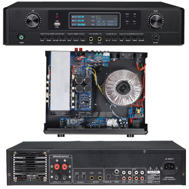 2*300W Bluetooth Power Audio Karaoke Amplifiers Home Theatre Mixer With Stereo Music Sound Metal Shell TV Connection