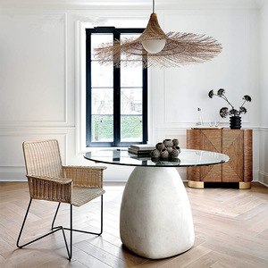 โคมไฟระย้าหวายสไตล์วาบิซาบิ ทรงกลม หัวเดียว หลอด LED E27 สำหรับสถานที่พักผ่อน - Product Image 1