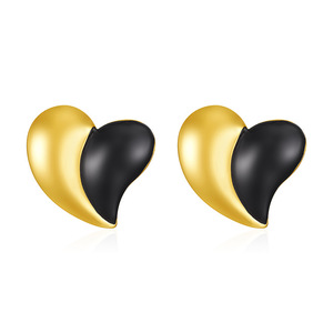 18K PVD Gold Plated Stainless Steel Heart Shape Enamel Oil Drip <b>Stud</b> <b>Earrings</b> for Women | Hypoallergenic Non Fading Jewelry - Product Image 5
