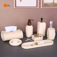 Boîte personnalisée en coton travertin en polyrésine de luxe avec couvercle en acier inoxydable Organisateur de rangement pour la maison et la salle de bain des équipements de l'hôtel