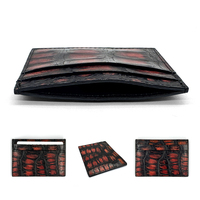 Dompet Kartu Nama Kulit Asli Model Vintage Slim dengan Logo Buaya Custom, Fungsi RFID untuk Hadiah