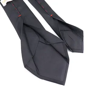 Classic New Designs Mens Black Solid Color Pure Silk Woven Jacquard Hand Stitching 7 Fold Tie Men