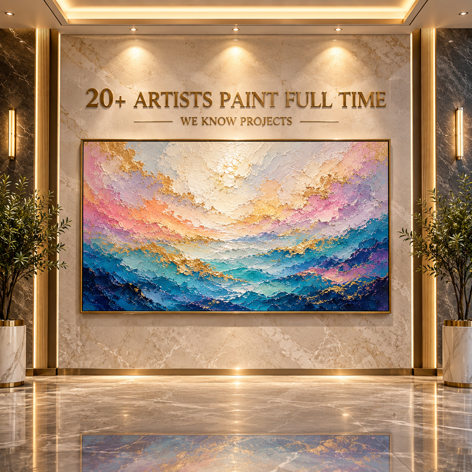 Abstract Drawing Names Large Abstract Wall Art Oil Painting Blue Gold Textured Canvas Painting ...