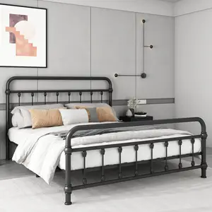 Kainice casa hotel vintage metal slat plataforma cama de metal quadro com cabeça placa de pé